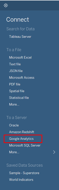 Connect Tableau to Google Analytics
