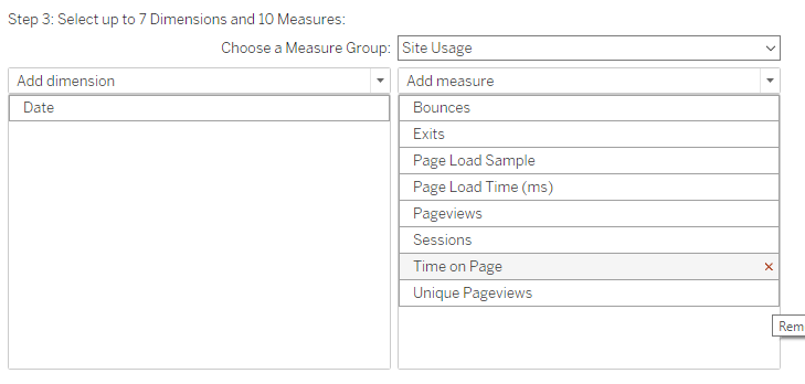 Conectando Tableau a Google Analytics: Campos