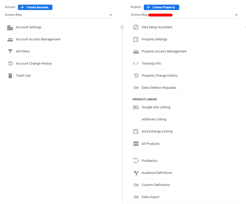 Creating a Google Analytics account and property