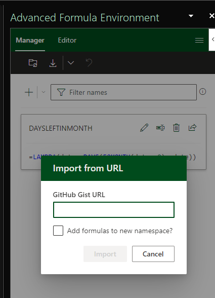 Importing formulas