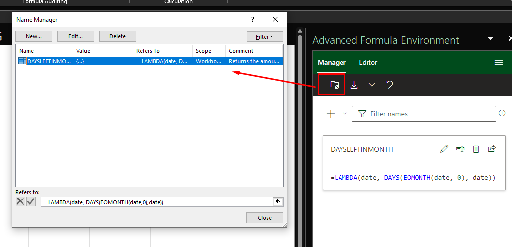 Formulas Name Manager